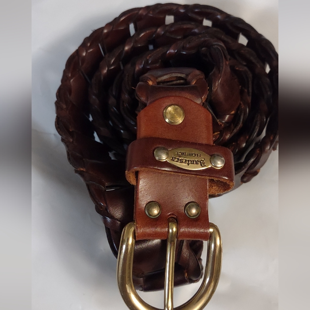 Vintage Dentista Florence Italian Leather Belt 52 In Long